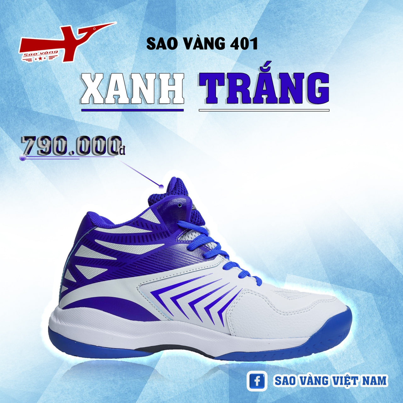 SAO VÀNG 401 TRẮNG XANH - FREESHIP VÀ TẶNG KÈM 1 ĐÔI TẤT, 1 ĐÔI LÓT, 1 ĐÔI DÂY