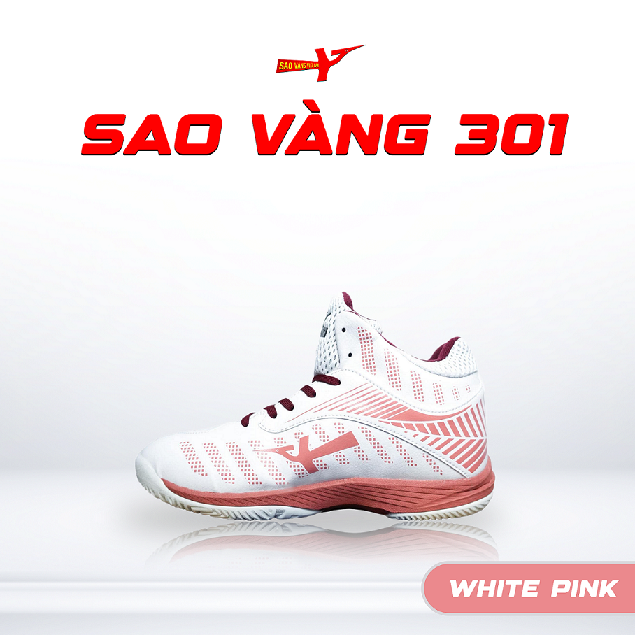 SAO VÀNG 301 WHITE PINK - FREESHIP VÀ TẶNG KÈM 1 ĐÔI TẤT, 1 ĐÔI LÓT, 1 ĐÔI DÂY