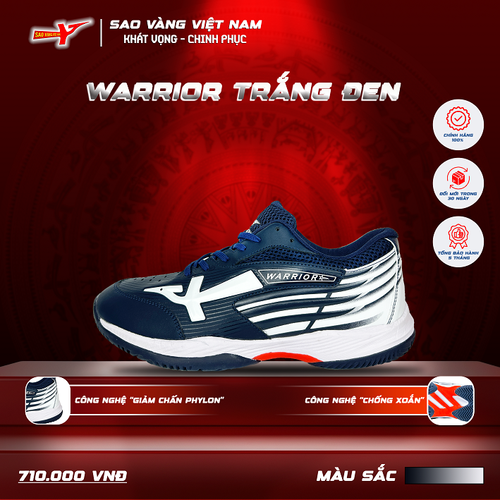 GIÀY SAO VÀNG WARRIOR ĐEN TRẮNG - FREESHIP VÀ TẶNG KÈM 1 ĐÔI TẤT