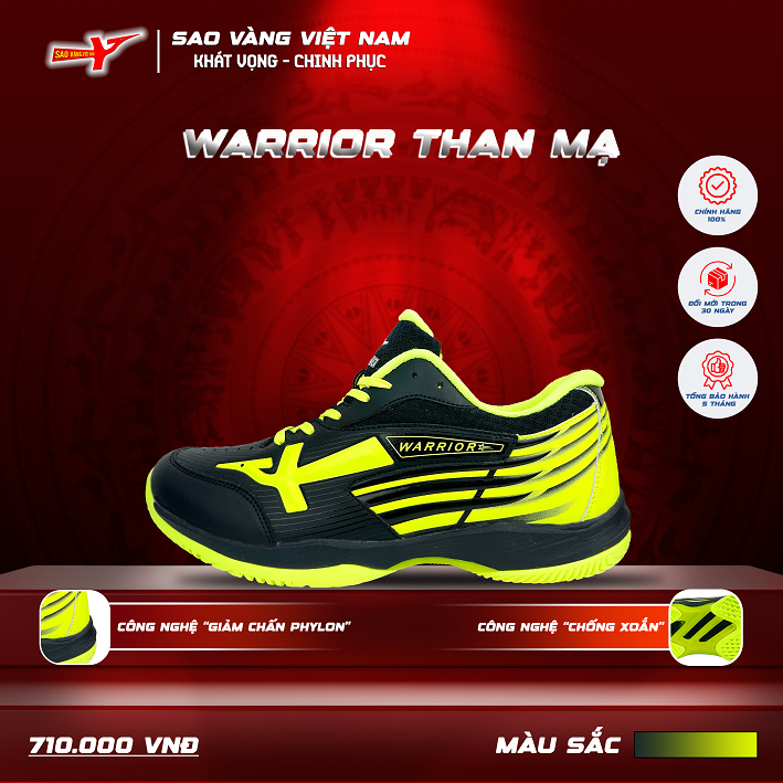 GIÀY SAO VÀNG WARRIOR THAN MẠ - FREESHIP VÀ TẶNG KÈM 1 ĐÔI TẤT, 1 ĐÔI LÓT, 1 ĐÔI DÂY
