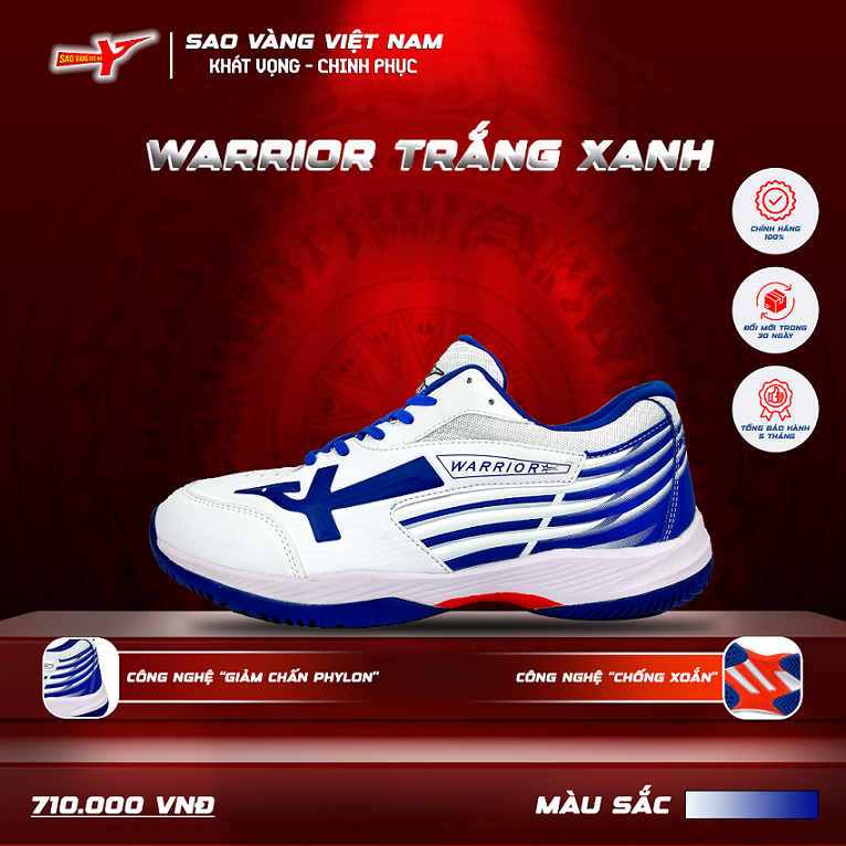 GIÀY SAO VÀNG WARRIOR TRẮNG XANH - FREESHIP VÀ TẶNG KÈM 1 ĐÔI TẤT, 1 ĐÔI LÓT, 1 ĐÔI DÂY