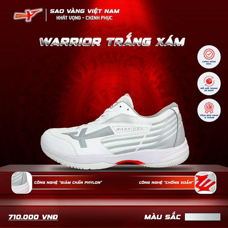 GIÀY SAO VÀNG WARRIOR TRẮNG XÁM - FREESHIP VÀ TẶNG KÈM 1 ĐÔI TẤT