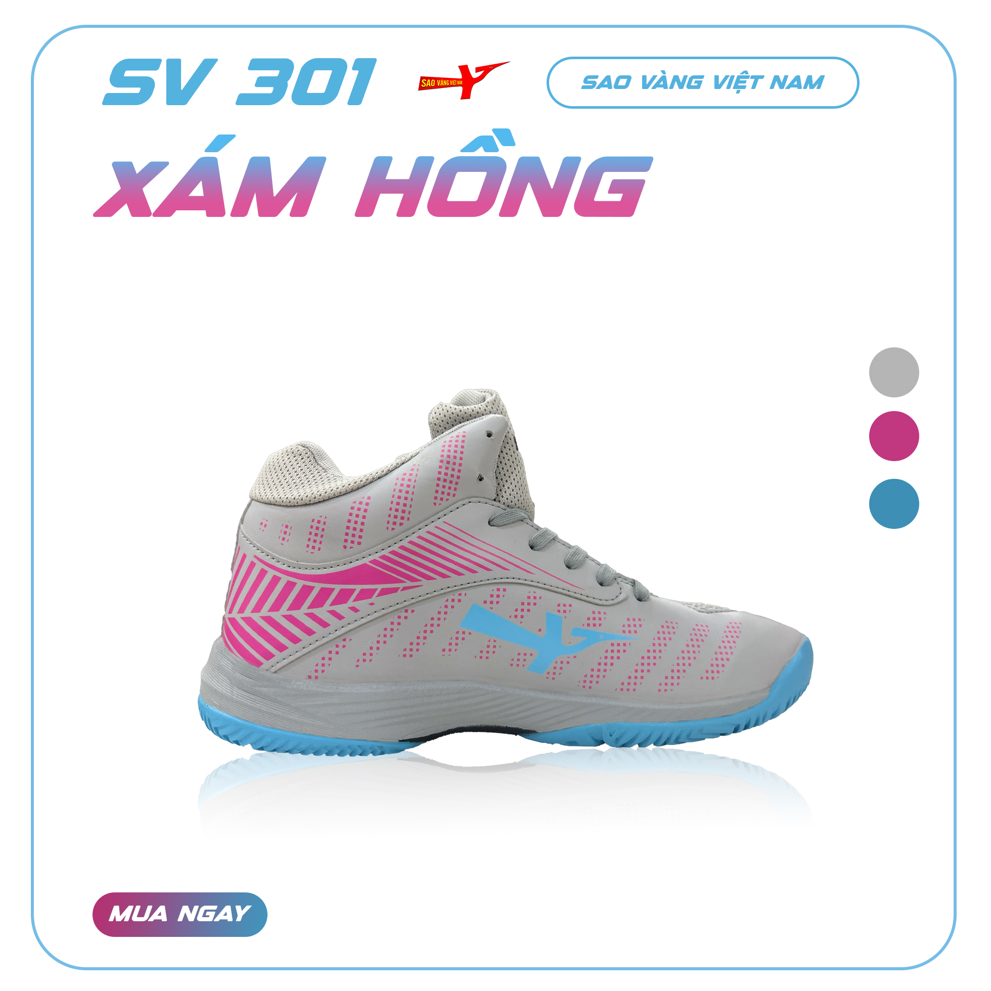 SAO VÀNG 301 XÁM HỒNG - FREESHIP VÀ TẶNG KÈM 1 ĐÔI TẤT, 1 ĐÔI LÓT, 1 ĐÔI DÂY