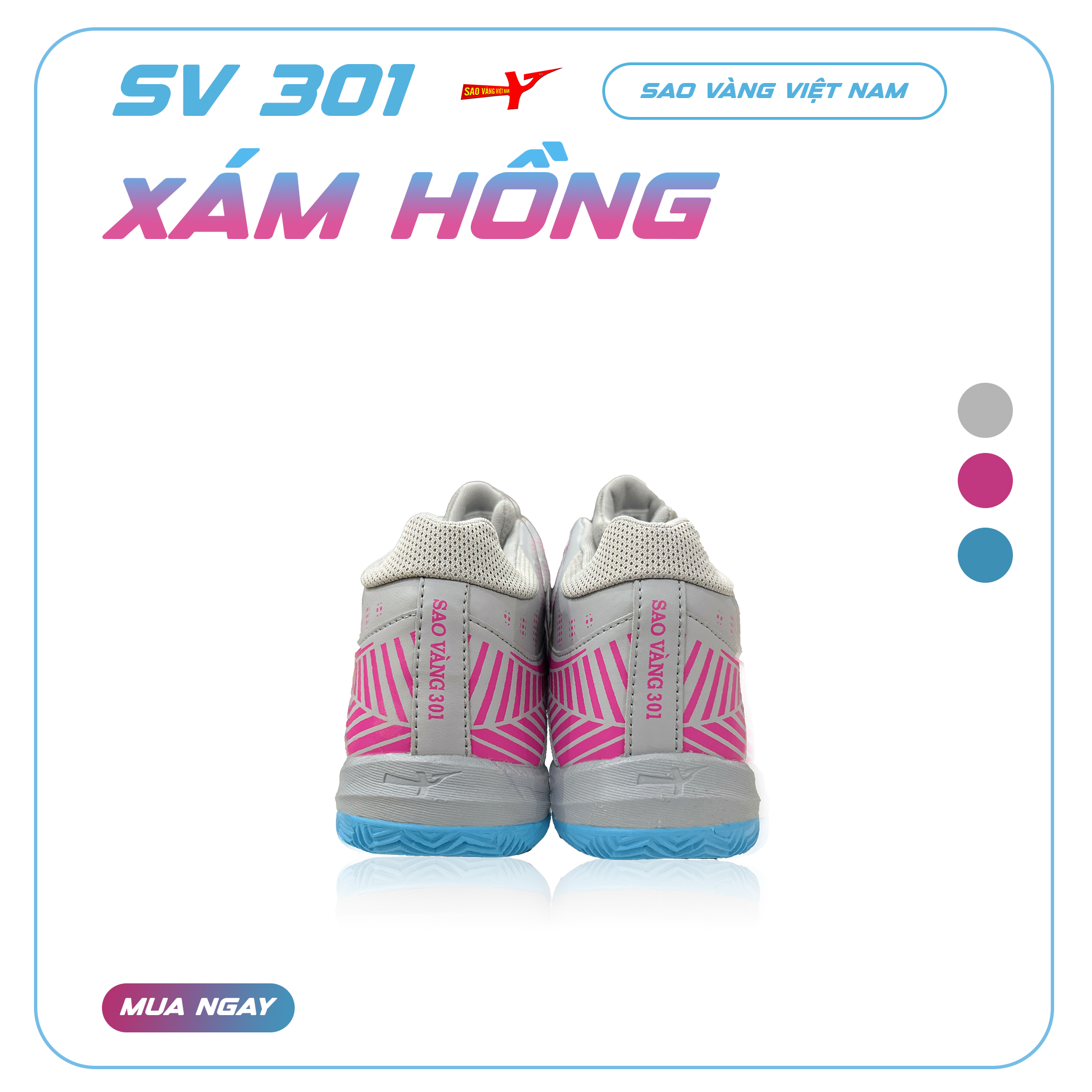 SAO VÀNG 301 XÁM HỒNG - FREESHIP VÀ TẶNG KÈM 1 ĐÔI TẤT, 1 ĐÔI LÓT, 1 ĐÔI DÂY