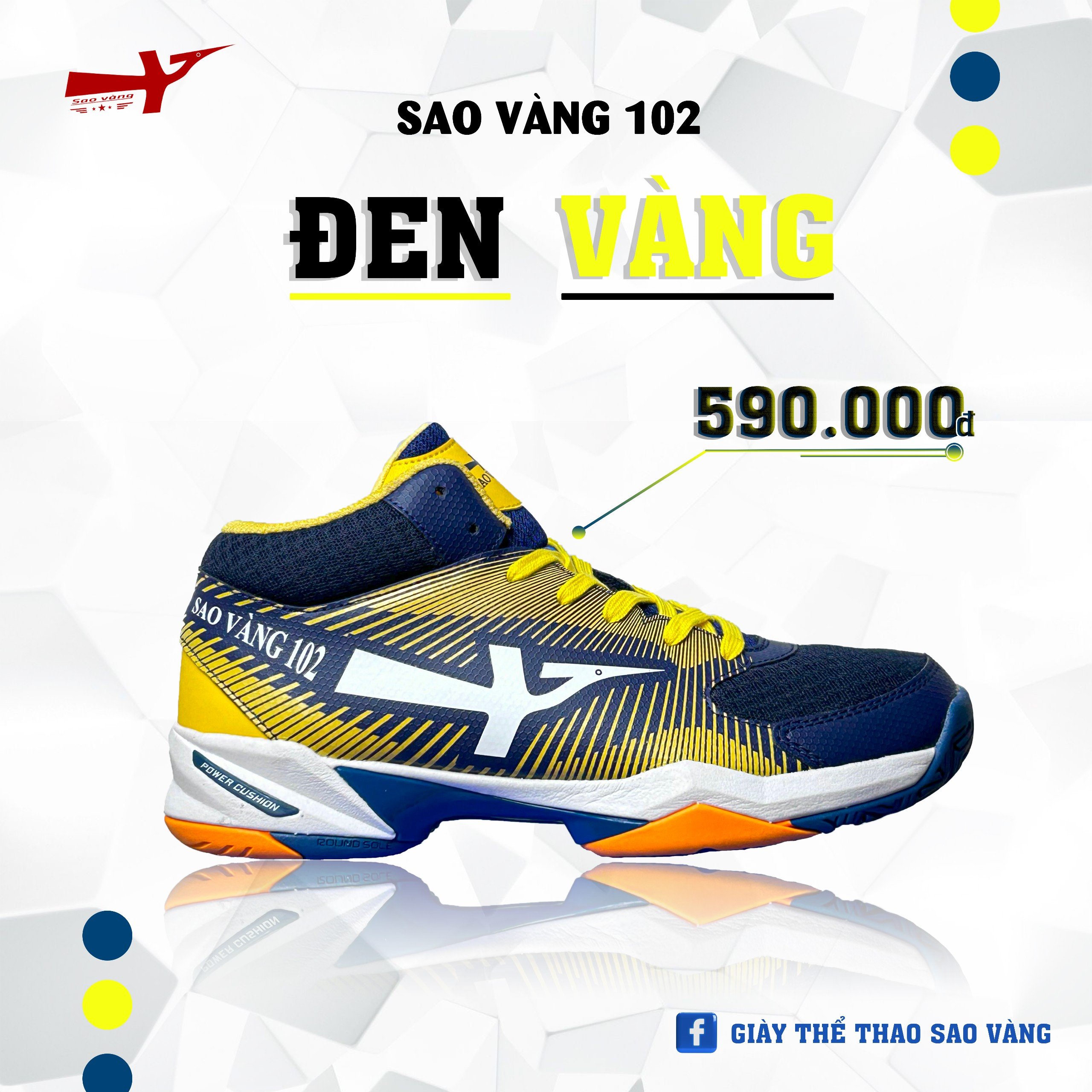 SAO VÀNG 102 ĐEN VÀNG - FREESHIP VÀ TẶNG KÈM 1 ĐÔI TẤT, 1 ĐÔI LÓT, 1 ĐÔI DÂY