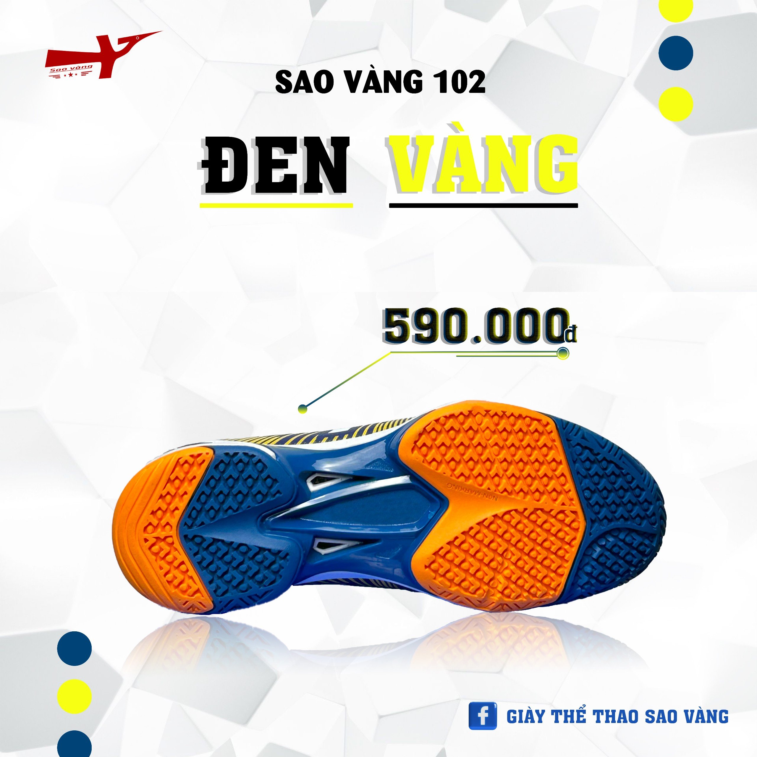 SAO VÀNG 102 ĐEN VÀNG - FREESHIP VÀ TẶNG KÈM 1 ĐÔI TẤT, 1 ĐÔI LÓT, 1 ĐÔI DÂY