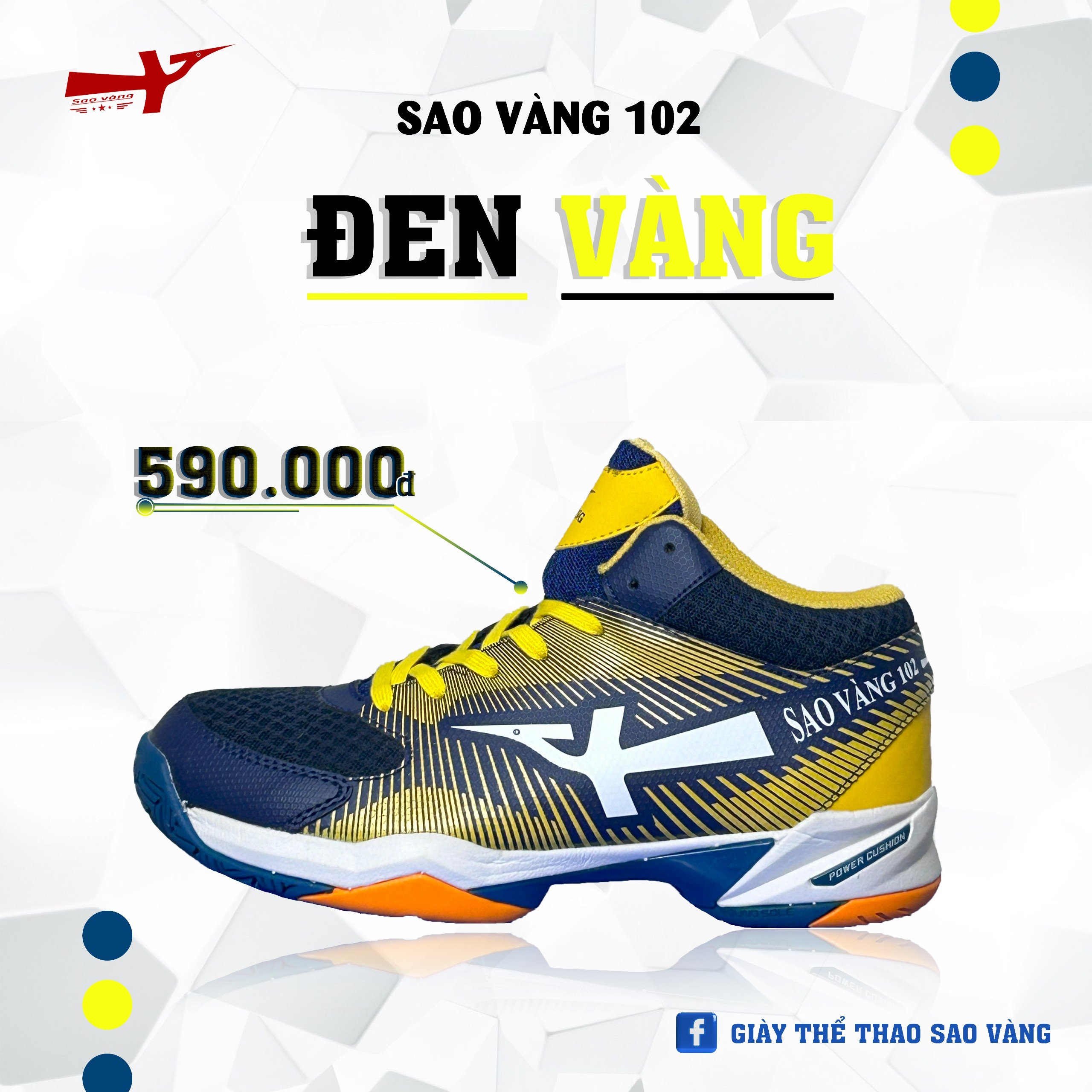 SAO VÀNG 102 ĐEN VÀNG - FREESHIP VÀ TẶNG KÈM 1 ĐÔI TẤT, 1 ĐÔI LÓT, 1 ĐÔI DÂY