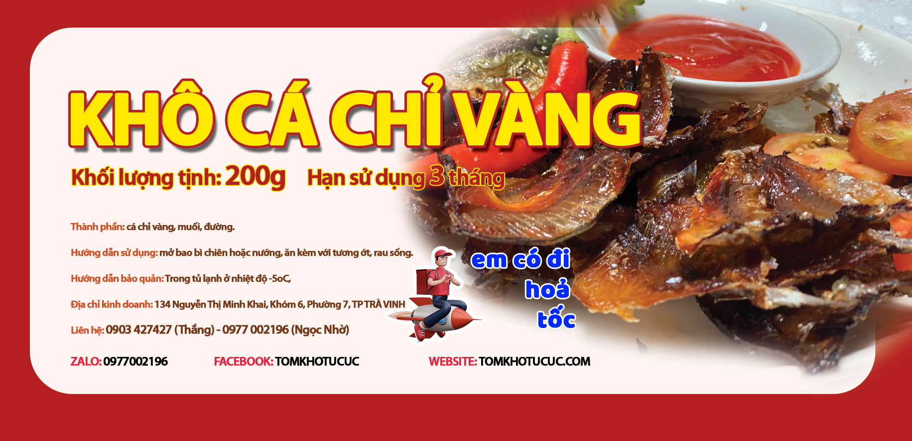 Khô chỉ vàng gói 200g, ngon miệng, giàu dinh dưỡng [ship hoả tốc]