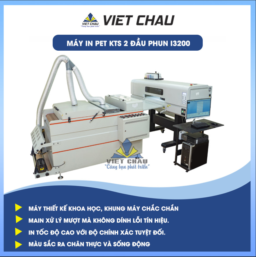 MÁY IN PET KTS 2 ĐẦU I3200 + SẤY