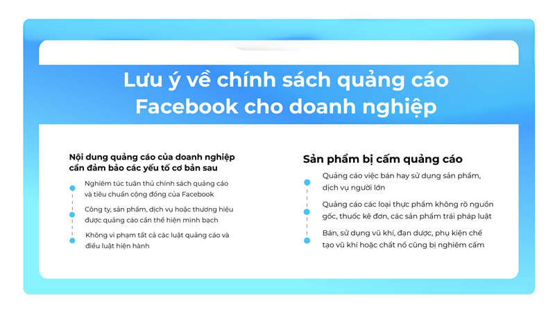 Chính sách quảng cáo Facebook cho doanh nghiệp