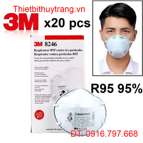 KHẨU TRANG LỌC BỤI VÀ HƠI A XÍT 3M 8246