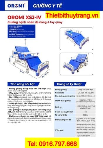 Giường Bệnh 4 Tay Quay Đa Chức Năng OROMI