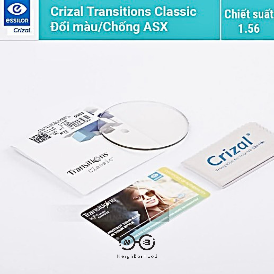 Tròng Kính Đổi Màu Essilor Crizal Transitions Classic chiết suất 1.56