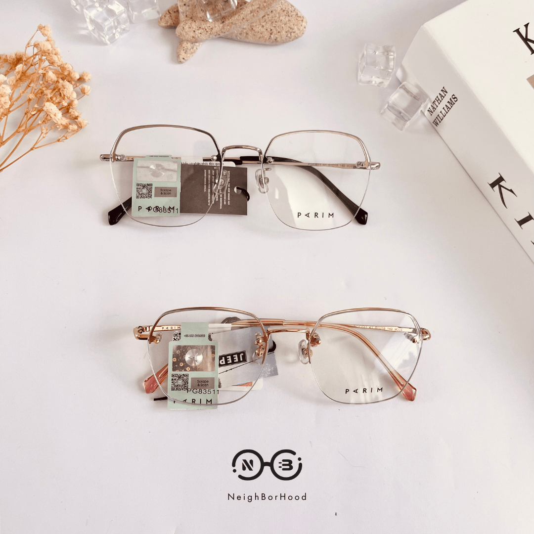 Gọng kính cận kim loại vuông PG83511 thời trang cho cả nam và nữ