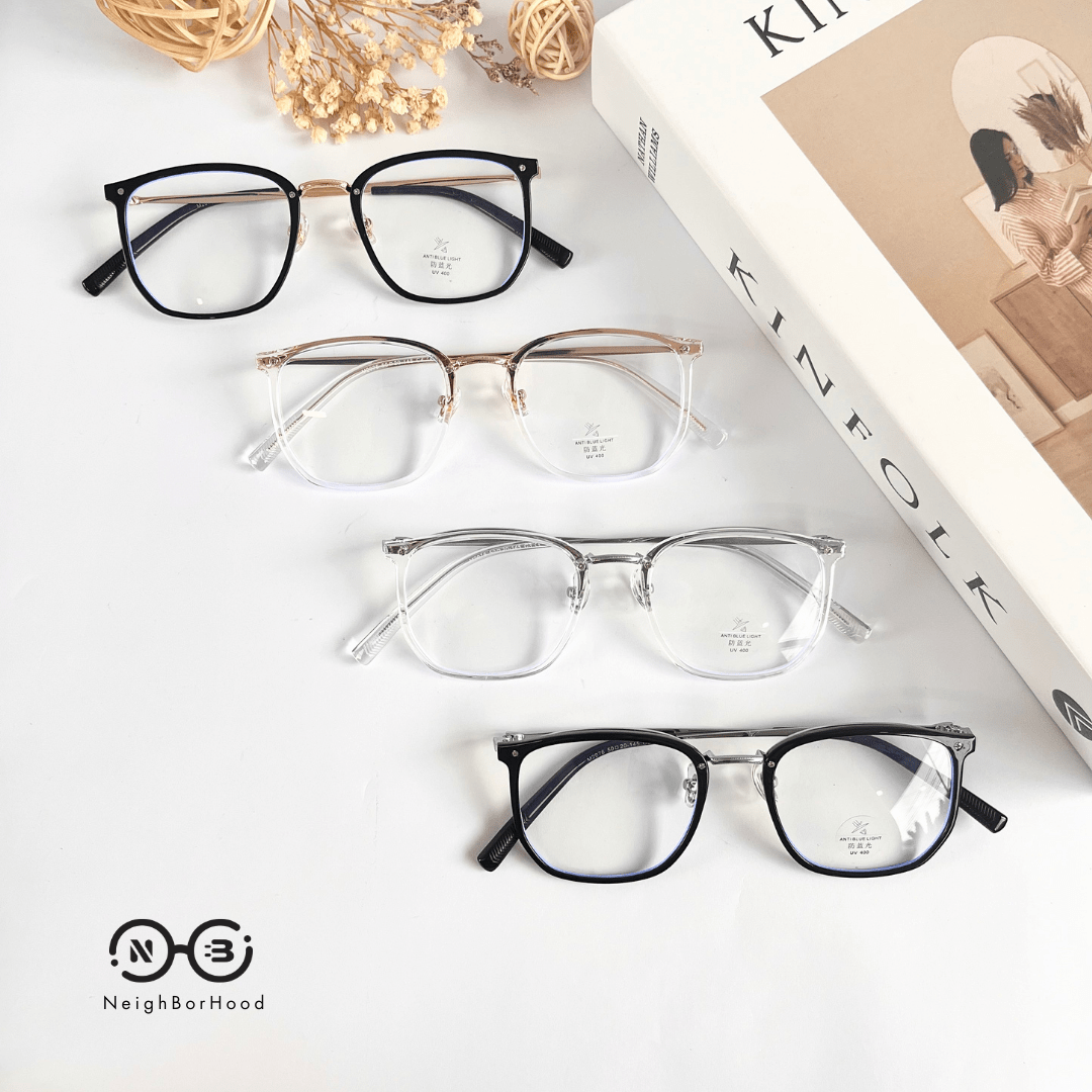 Gọng kính cận kim loại vuông kc123 M2076 thời trang cho cả nam và nữ