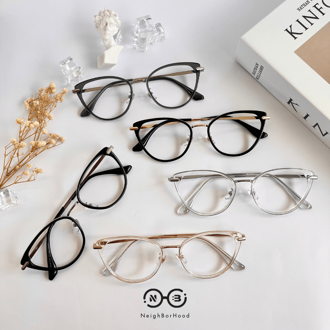 Gọng kính cận kim loại mắt mèo S11916 thời trang cho nữ