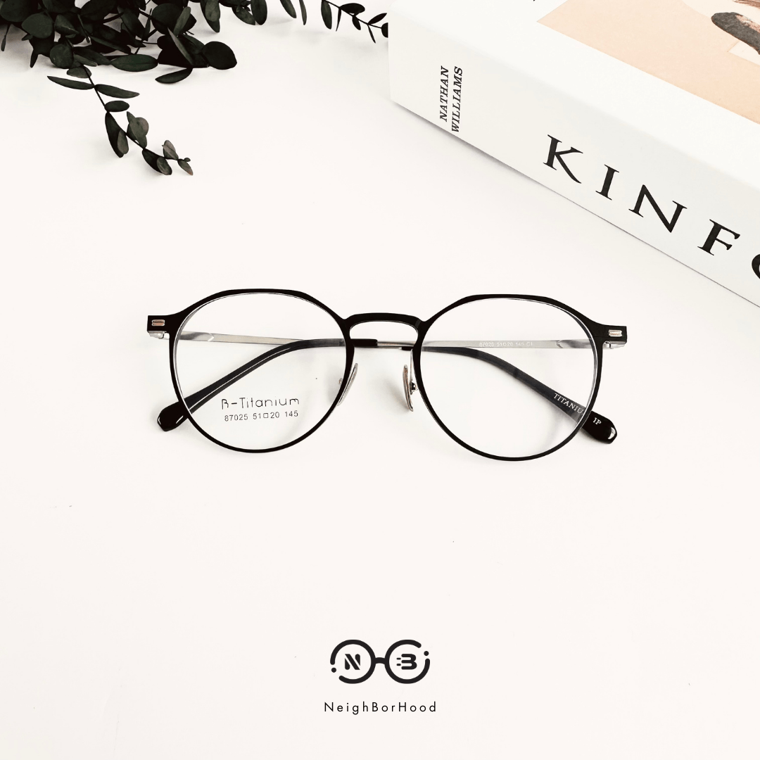 Gọng kính cận titanium tròn 87025 thời trang cho cả nam và nữ