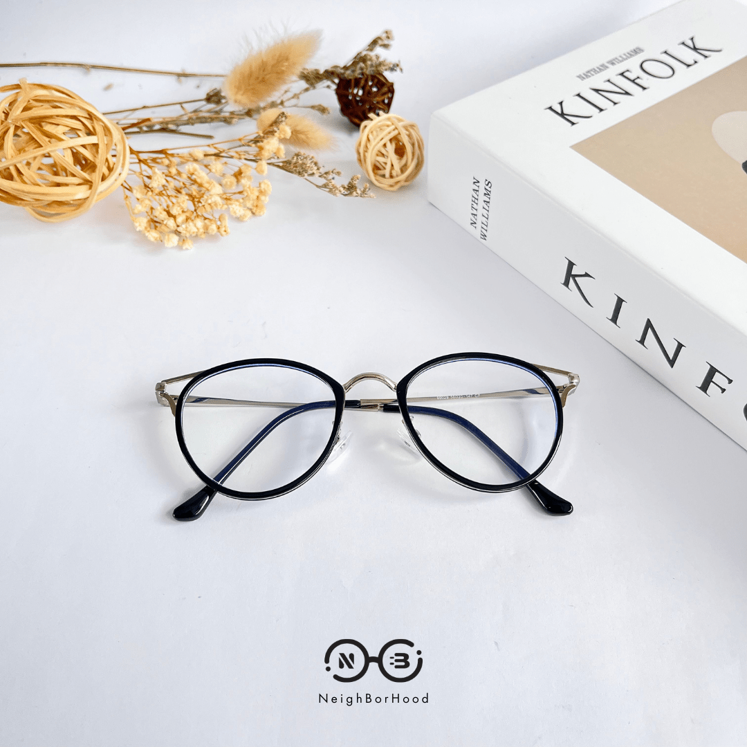 Gọng kính cận kim  loại  mắt mèo 90029 thời trang cho nữ