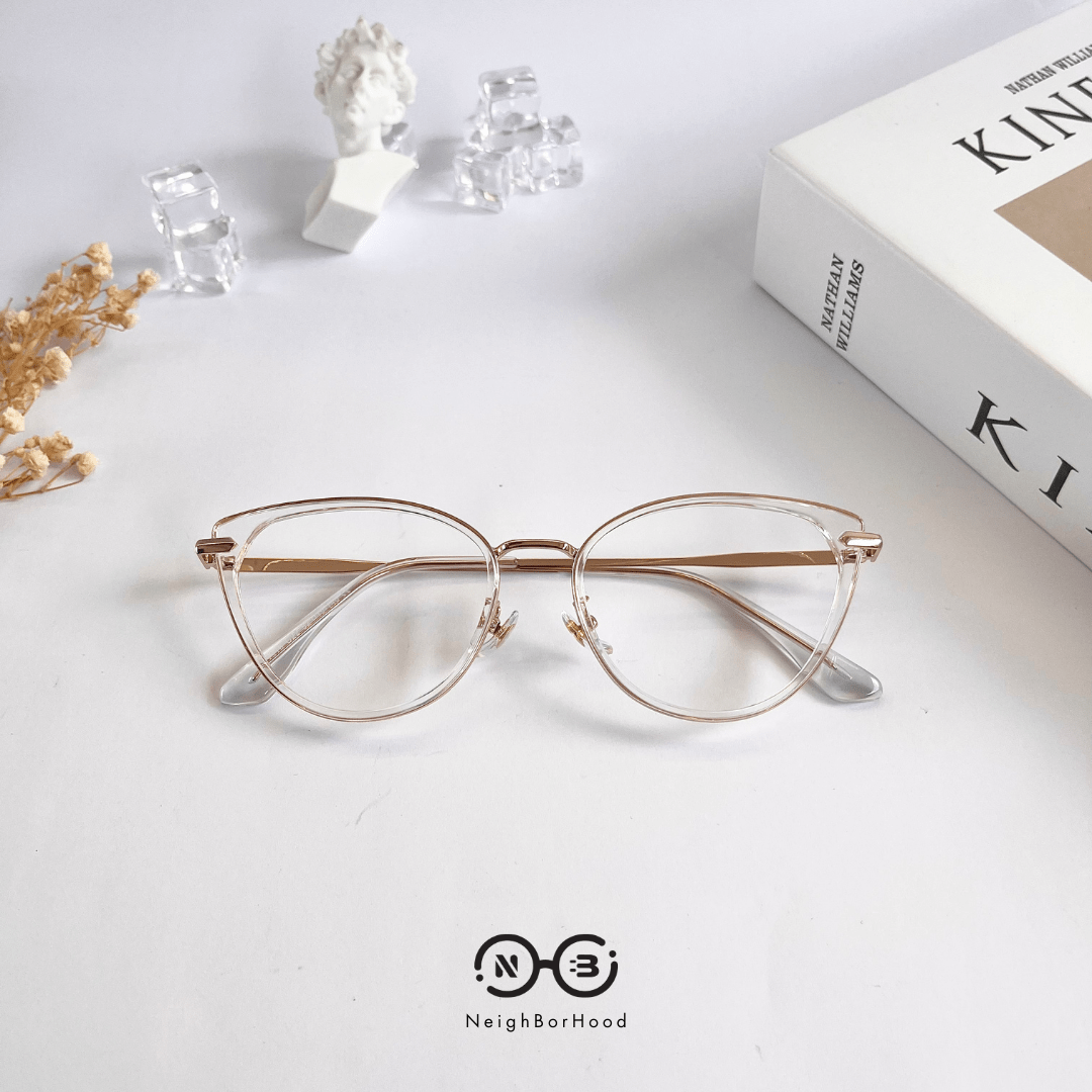 Gọng kính cận kim loại mắt mèo S11916 thời trang cho nữ