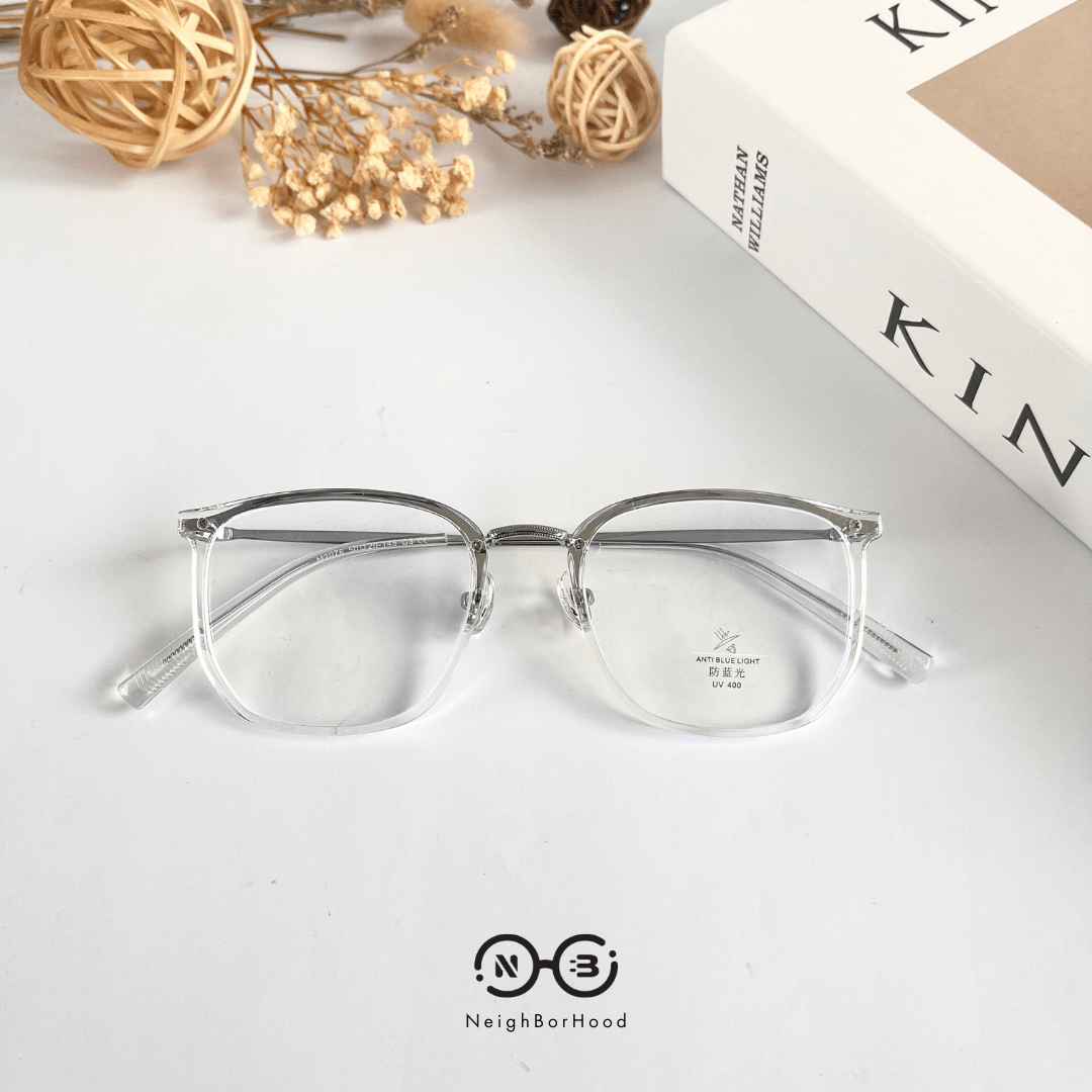 Gọng kính cận kim loại vuông kc123 M2076 thời trang cho cả nam và nữ