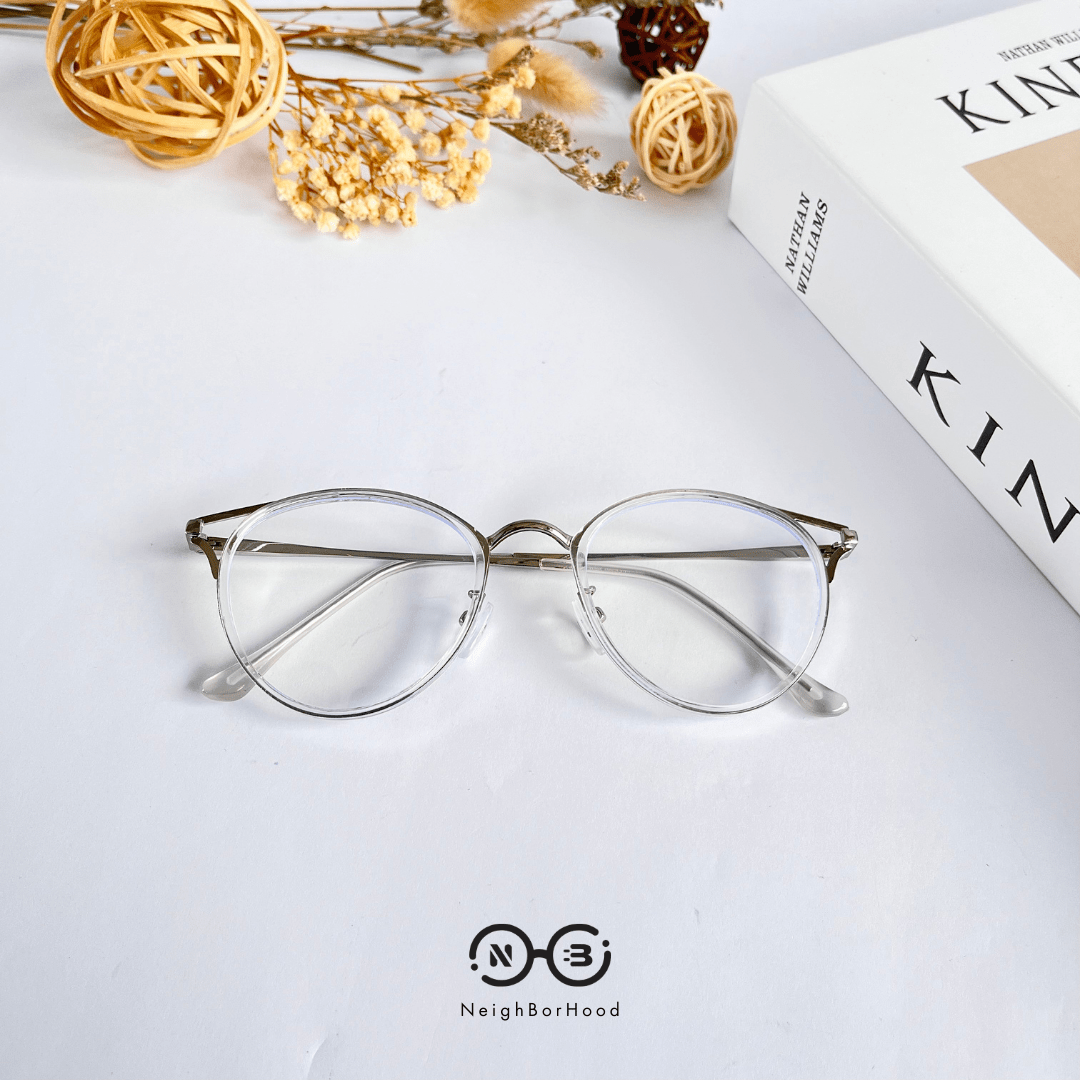 Gọng kính cận kim  loại  mắt mèo 90029 thời trang cho nữ