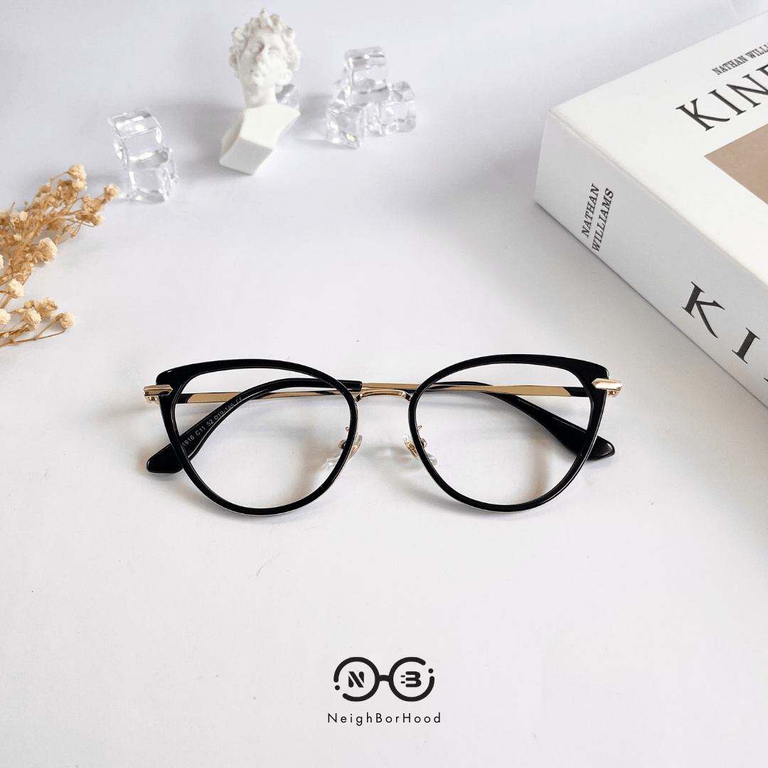 Gọng kính cận kim loại mắt mèo S11916 thời trang cho nữ