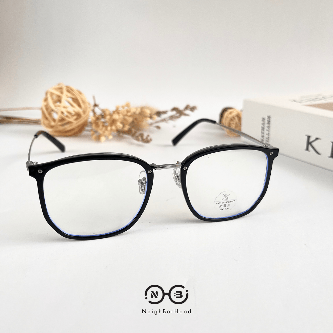 Gọng kính cận kim loại vuông kc123 M2076 thời trang cho cả nam và nữ