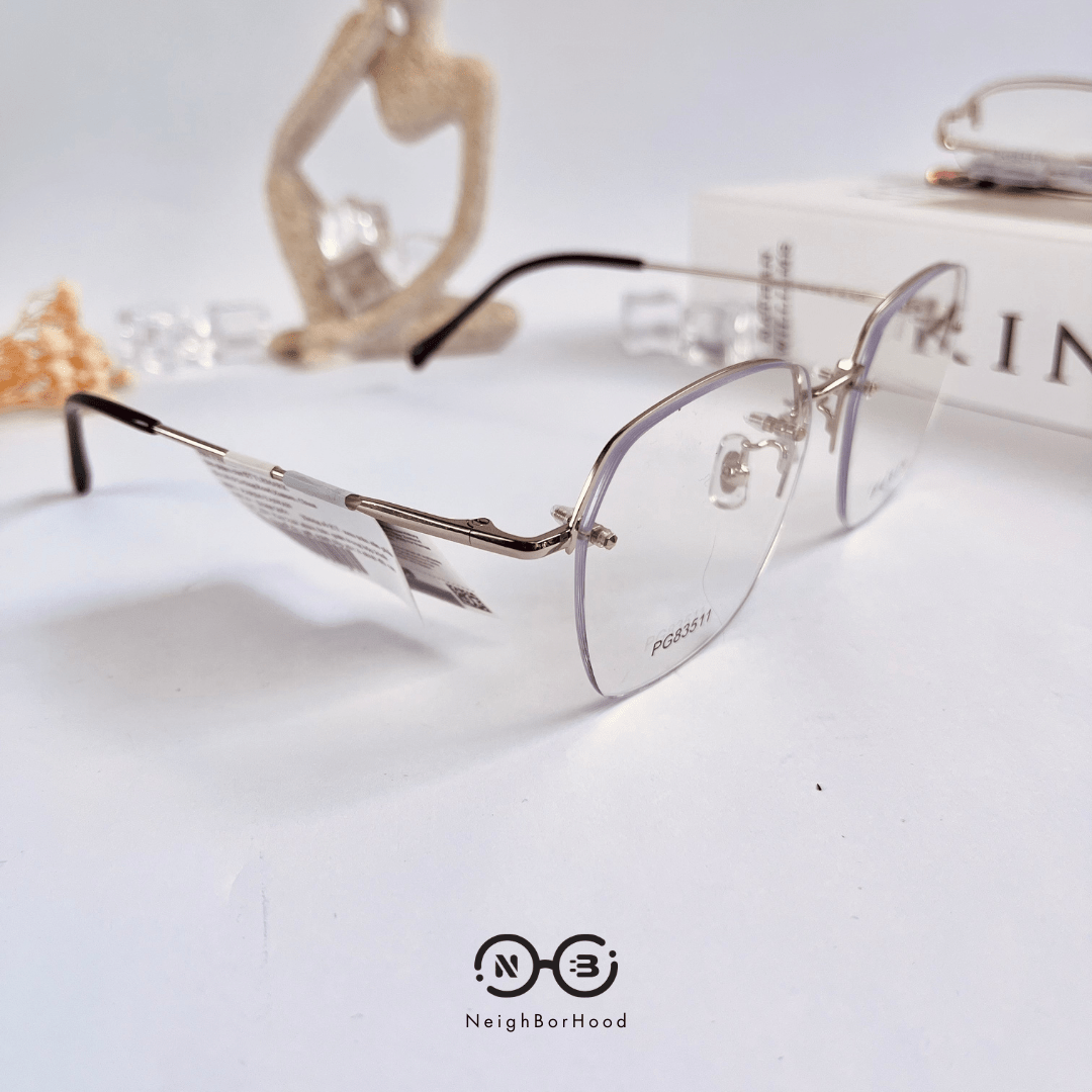 Gọng kính cận kim loại vuông PG83511 thời trang cho cả nam và nữ