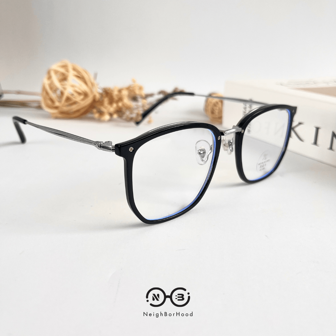 Gọng kính cận kim loại vuông kc123 M2076 thời trang cho cả nam và nữ