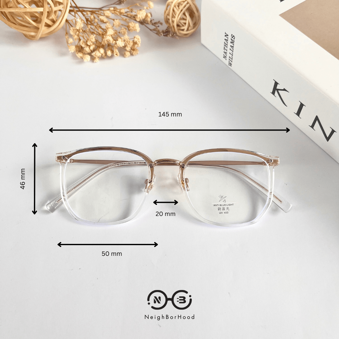 Gọng kính cận kim loại vuông kc123 M2076 thời trang cho cả nam và nữ