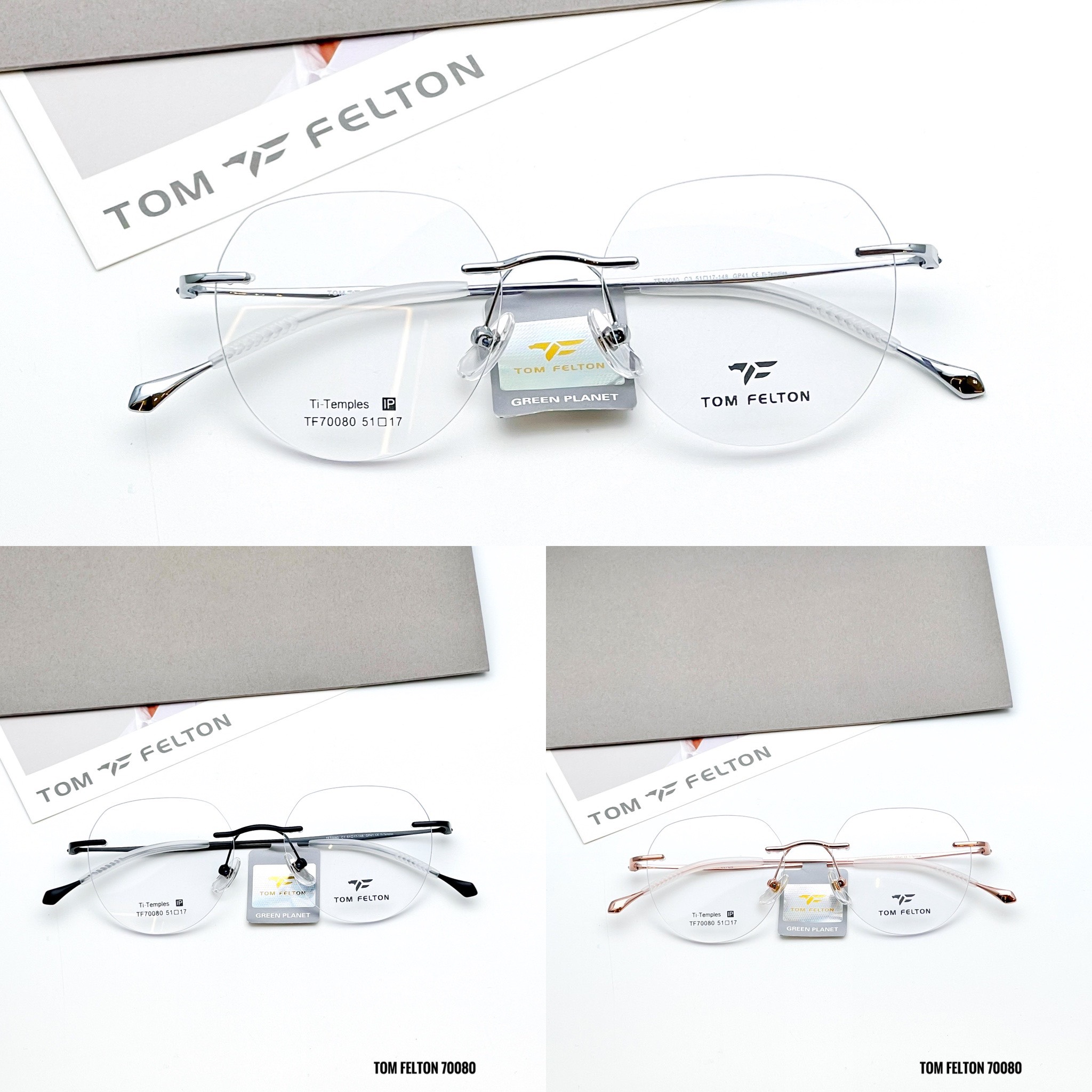 𝐏𝐑𝐄-𝐎𝐑𝐃𝐄𝐑 Gọng kính không viền tròng khoan titan Tom Felton 70080