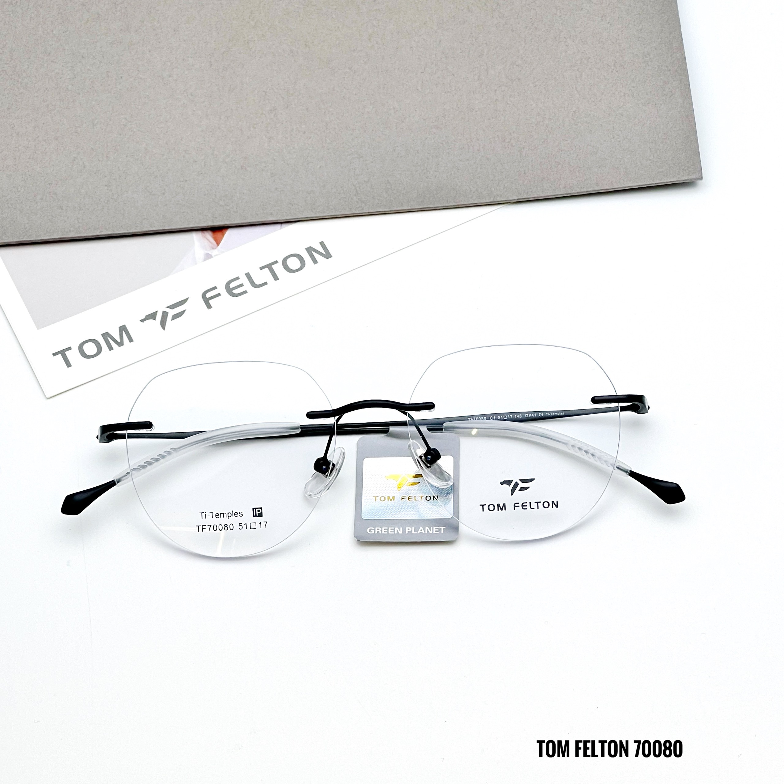 𝐏𝐑𝐄-𝐎𝐑𝐃𝐄𝐑 Gọng kính không viền tròng khoan titan Tom Felton 70080