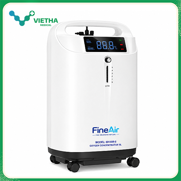 Máy tạo oxy FineAir 801AW-5 5 lít/phút Siêu Êm Ái