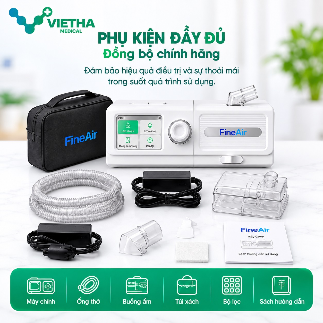 Máy trợ thở FineAir SS170 – TOPSON MEDICAL | 8 chế độ thở, giao diện tiếng Việt
