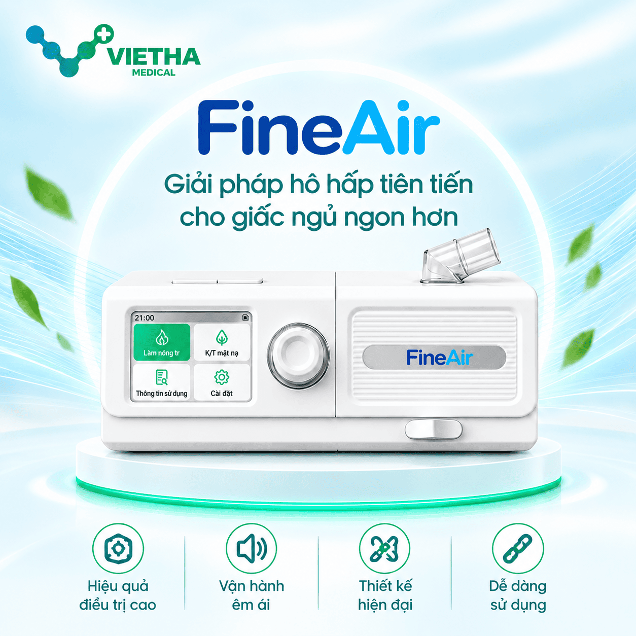 Máy trợ thở FineAir SS170 – TOPSON MEDICAL | 8 chế độ thở, giao diện tiếng Việt