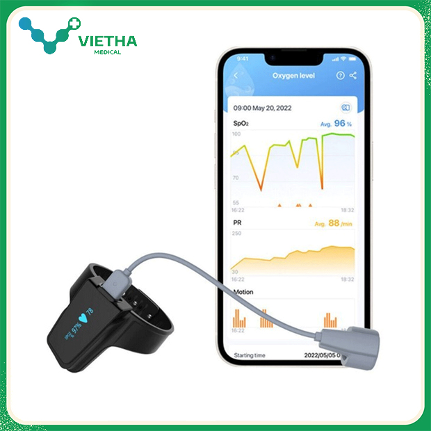 Thiết bị theo dõi oxy, nhịp tim & giấc ngủ Checkme O2 Max