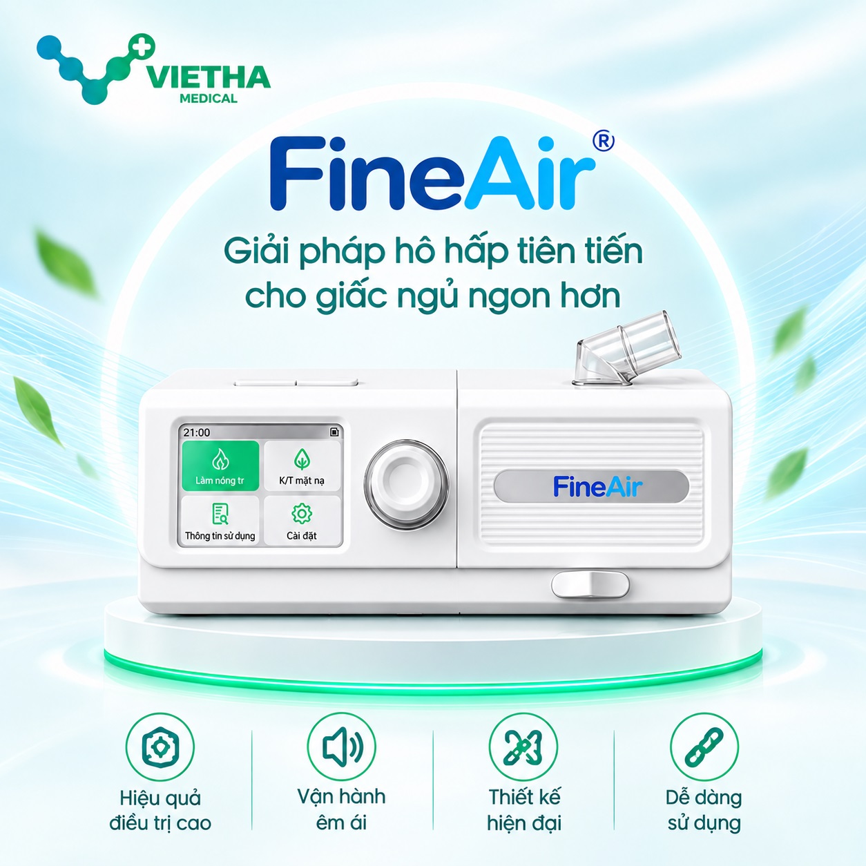 Máy trợ thở FineAir SS170 – TOPSON MEDICAL | 8 chế độ thở, giao diện tiếng Việt