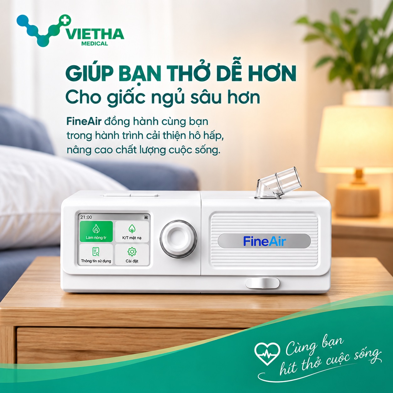 Máy trợ thở FineAir SS170 – TOPSON MEDICAL | 8 chế độ thở, giao diện tiếng Việt