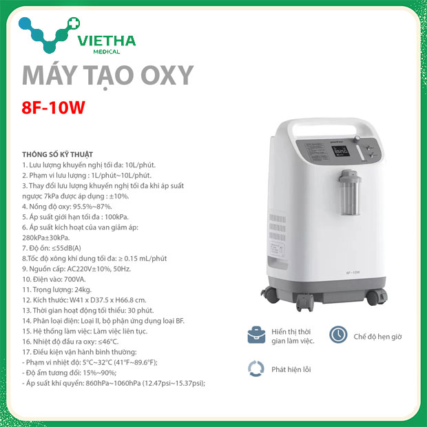 Máy Tạo Oxy Yuwell 8F-10W Máy Thở Oxy 10 Lít