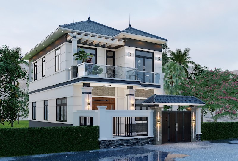 BIỆT THỰ MÁI THÁI HAI TẦNG PHONG CÁCH HIỆN ĐẠI