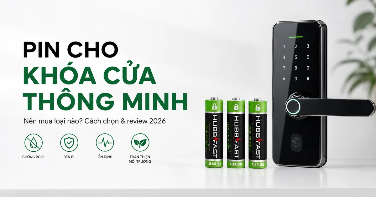 Pin cho khóa cửa thông minh HubbFast Lock Edition - nên mua loại nào, review 2026