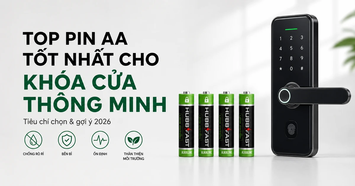 Top pin AA tốt nhất cho khóa cửa thông minh 2026 - tiêu chí chọn