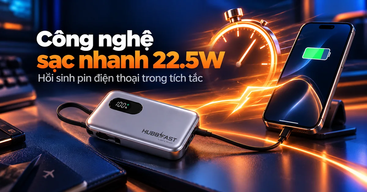 Công nghệ sạc nhanh 22.5W trên HubbFast: 