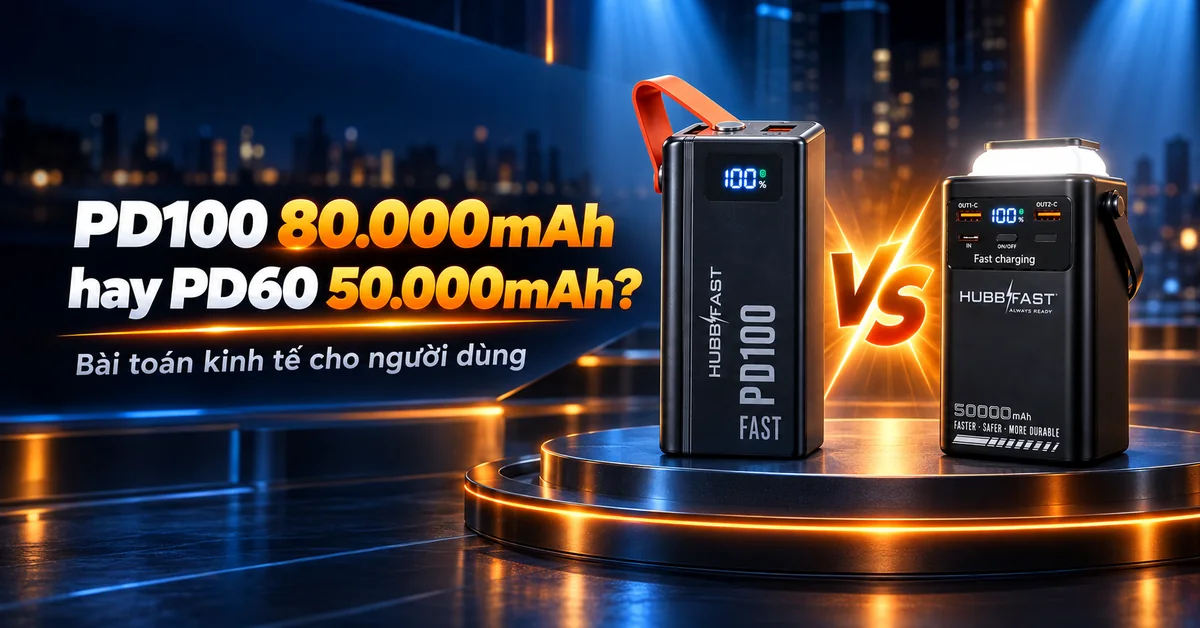 Nên Mua HubbFast PD100 (80.000mAh) Hay PD60 (50.000mAh)? Bài Toán Kinh Tế