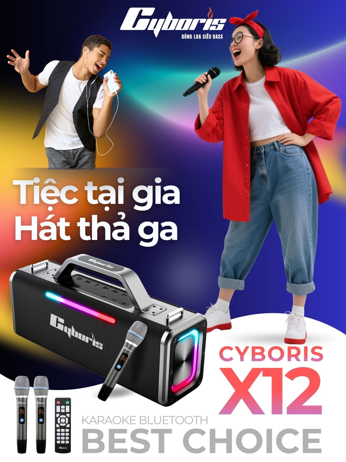 Loa Bluetooth Cyboris X12 200W – Karaoke không dây hoàn hảo