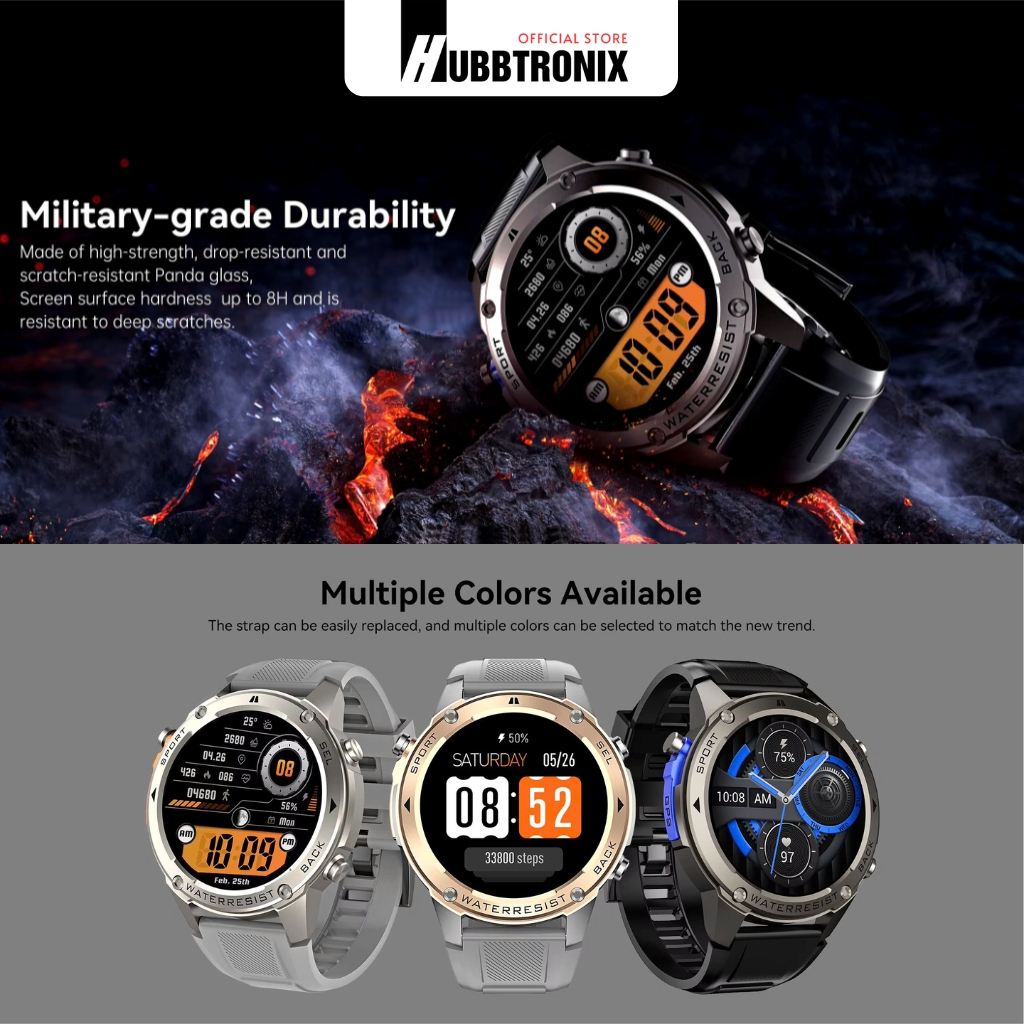 Đồng hồ GPS chạy bộ, Bơi lội , Pin 65 Ngày, Nghe gọi, HubbWatch M56, Chính hãng HUBBTRONIX