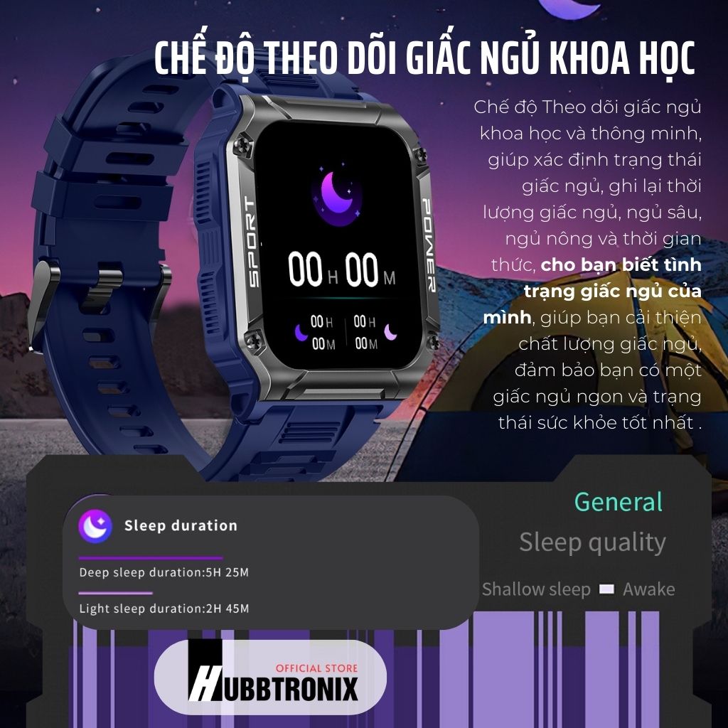 Đồng hồ thể thao, có la bàn, nghe gọi thông minh, Hubb Watch NX6a 1.43"HD, Chính hãng HUBBTRONIX