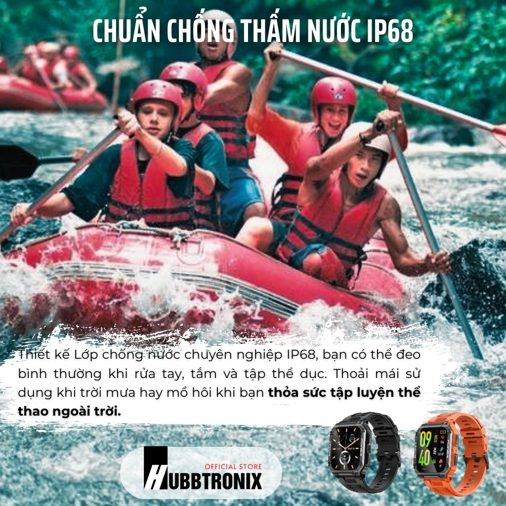Đồng hồ thể thao, có la bàn, nghe gọi thông minh, Hubb Watch NX6a 1.43"HD, Chính hãng HUBBTRONIX