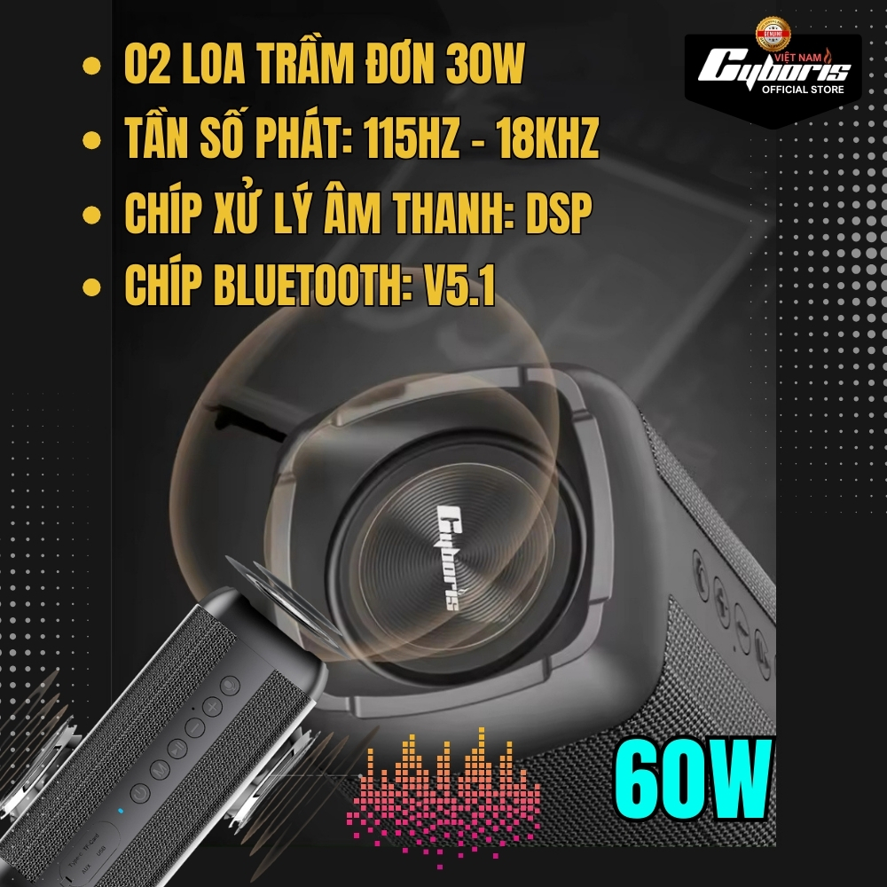 Loa Bluetooth Cyboris-S6 60W