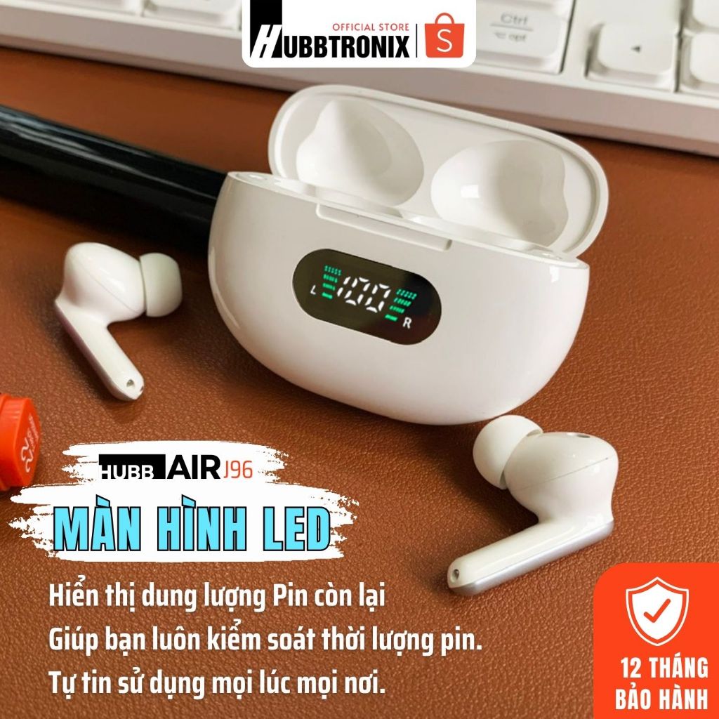 Tai Nghe Bluetooth Màn hình Led, Supper Bass, điều khiển chạm, pin 25h, BH 12 tháng,Hàng chính hãng HUBBTRONIX